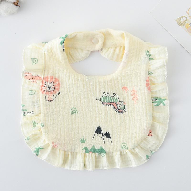 Ruffle Baby Drool Bibs: Pure Cotton Printed Lace Bibs