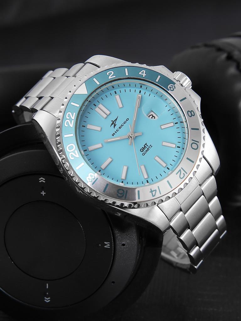Classic men's watch with quartz movement stainless steel strap luminous calendar business commuting fashionable watch trend