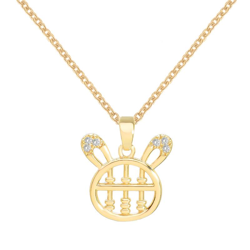 Abacus Rabbit Necklace Female Commuter Cute Natal Zodiac Rabbit Pendant With The Same Collarbone Chain