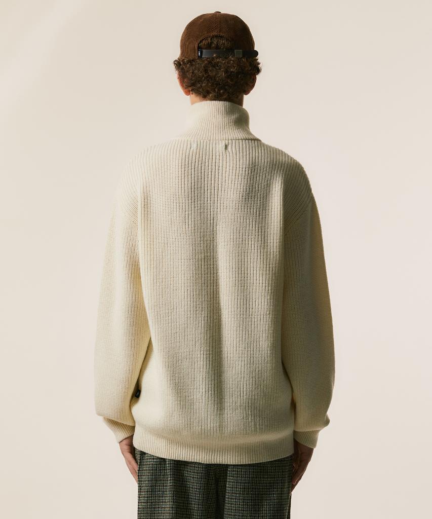 Lmc Script High Neck Zip-Up Knit Cardigan Black
