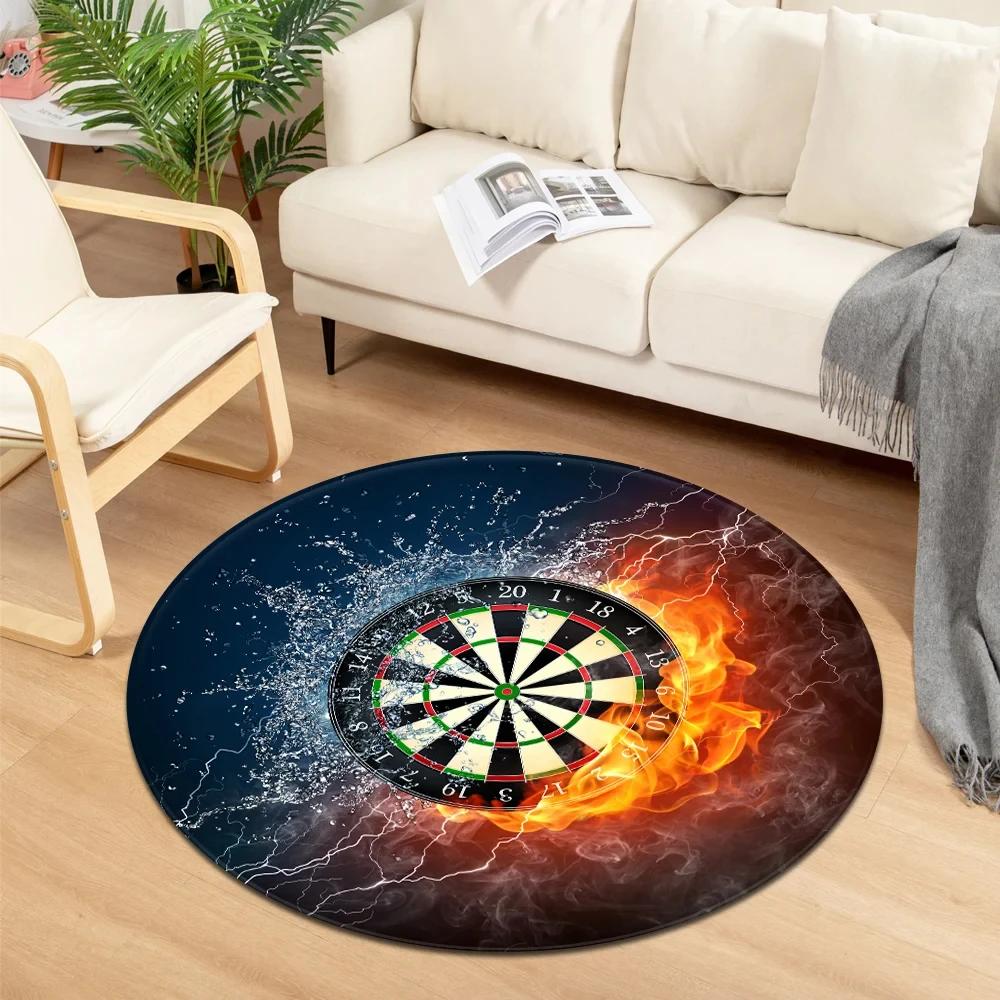 Crystal Velvet Water Fire Round Rug, CD Record Print Non Slip Floor Mat for Living Room, Bedroom, Home Decor, Circle Area Rug