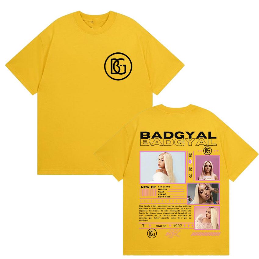 Rapper Bad Gyal Album Tour T-shirt Unisex's and Women's Summer Cotton Y2K Clothing Breathable Hip Hop Round Neck Short Sleeve Top