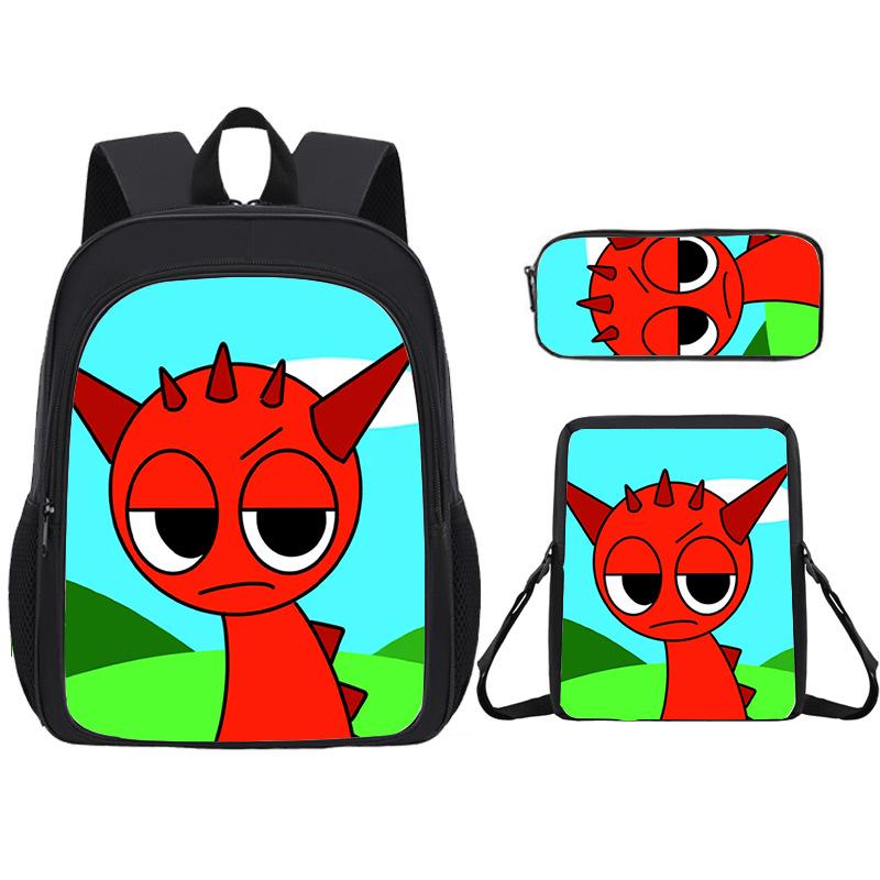 Rhythm Box Sprunki Elementary School Bag Double Layer Backpack 3D Cartoon Children S Backpack School bag
