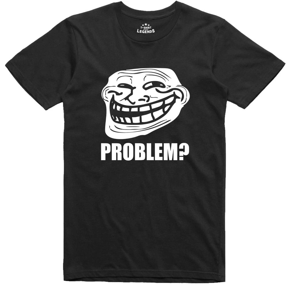 Troll Face Meme Problem Gamer Web Geek Funny Unisexs Loose Fit Cotton TShirt S
