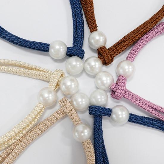 1 Pair Curtain Tiebacks for Drapes, Adjustable Curtain Rope Tie Backs, Faux Pearls Cord Curtain Buckle Holder for Home Hotel Office Window Drapery