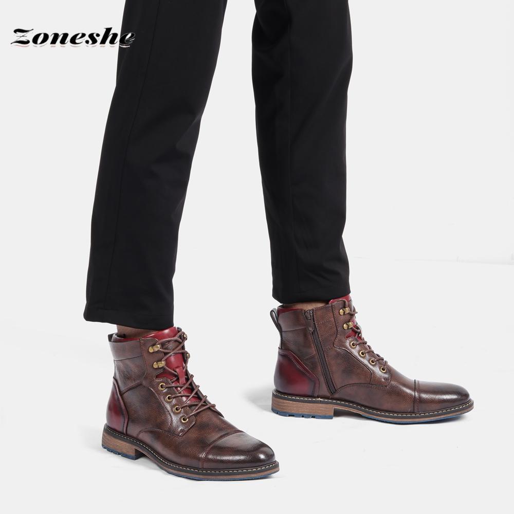 Винтажные мужские ботинки Модные и удобные мужские кожаные ботинки Мужская обувь больших — фото 9
