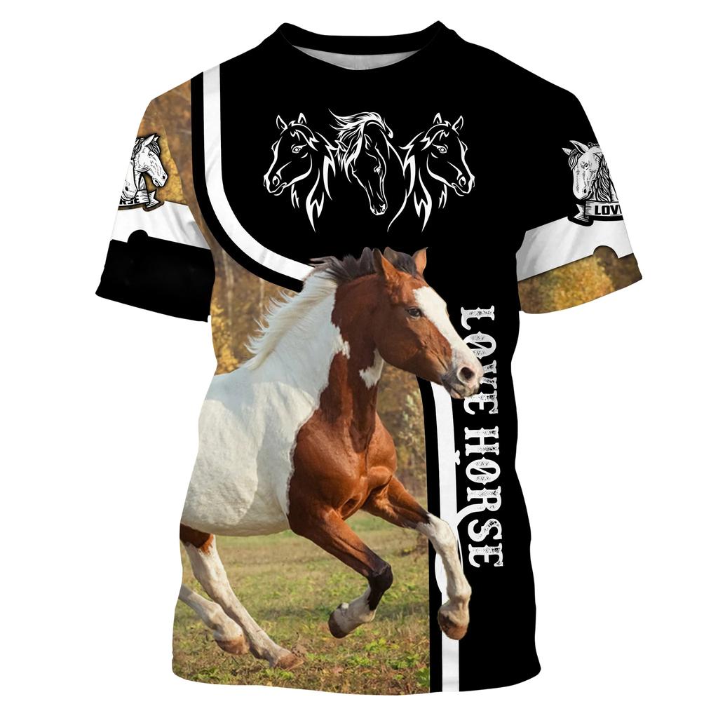 2024 Men's Short Sleeve T-shirt 3D Printed Horse T-shirt Loose O-neck T-shirt Casual Short Sleeve Men's Clothing S-5XL