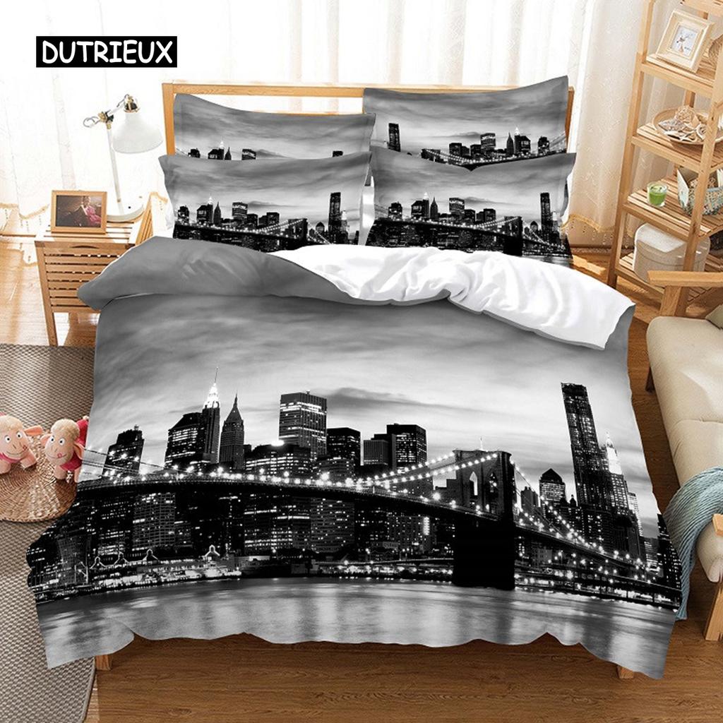 Night View Bridge Bedding Set Duvet Cover Set 3d Bedding Digital Printing Bed Linen Queen Size Bedding Set Fashion Design