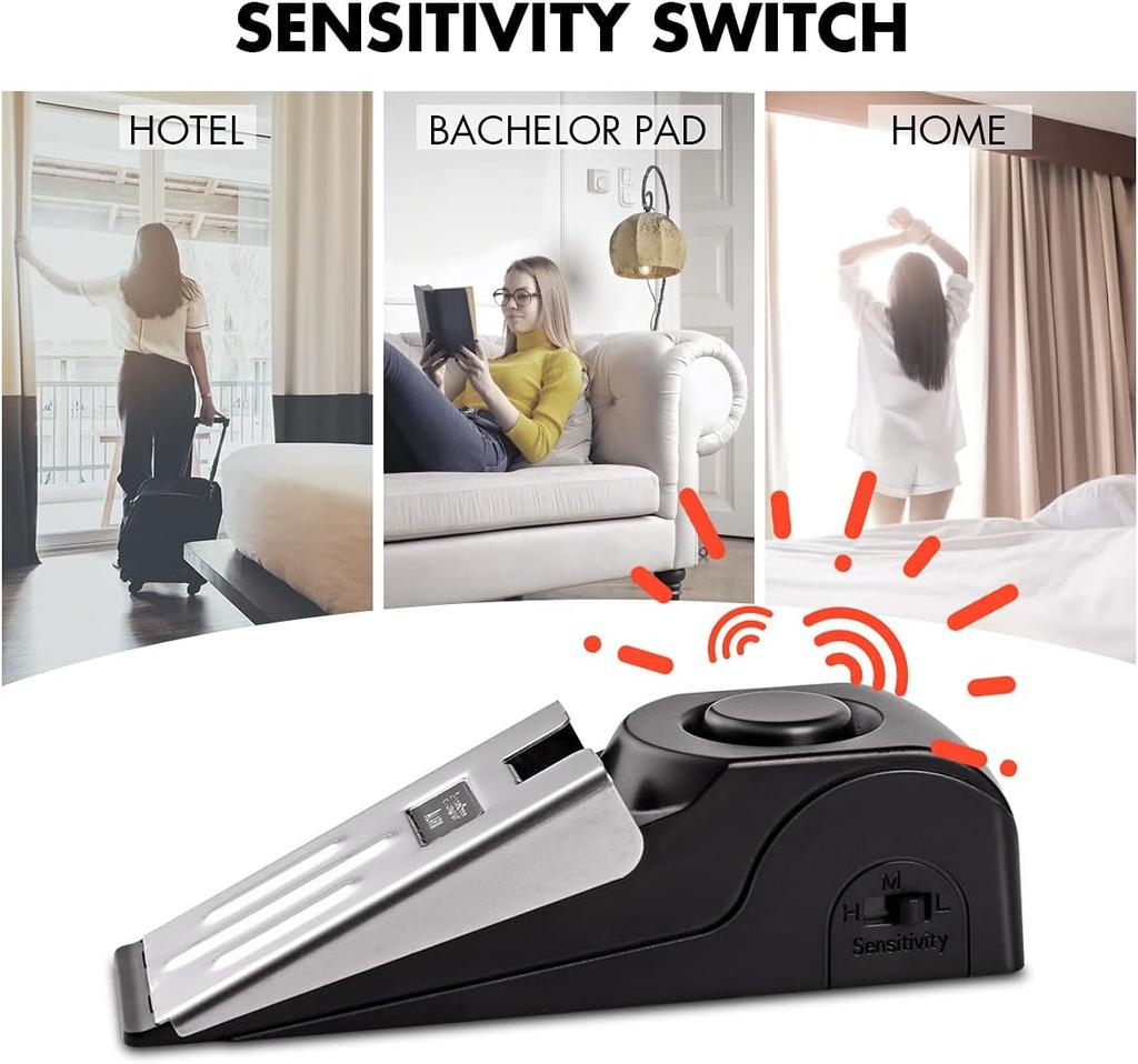 Door Stop Alarm, Door Stopper Security for Home Travel Apartment with 120DB Siren Portable Safety Tool