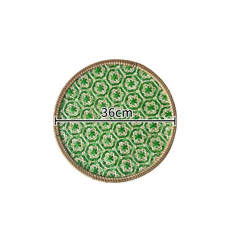 30/36cm Ethnic Style Color Handmade Rattan Tray Round Heat-resistant Teapot Pad Hotel Home Decor Dining Table Heat-insulate Pad