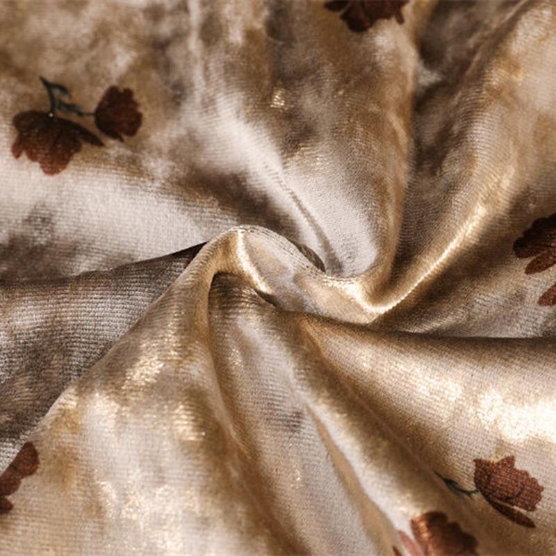 Fusta pe jumatate de toamna si iarna Fusta de dama Retro auriu cu imprimeu din catifea Fusta lunga de dama