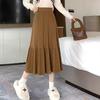 Women's Autumn/Winter 2025 High Waist Knitted Pleated Midi Skirt - Petite A-line Slimming Design