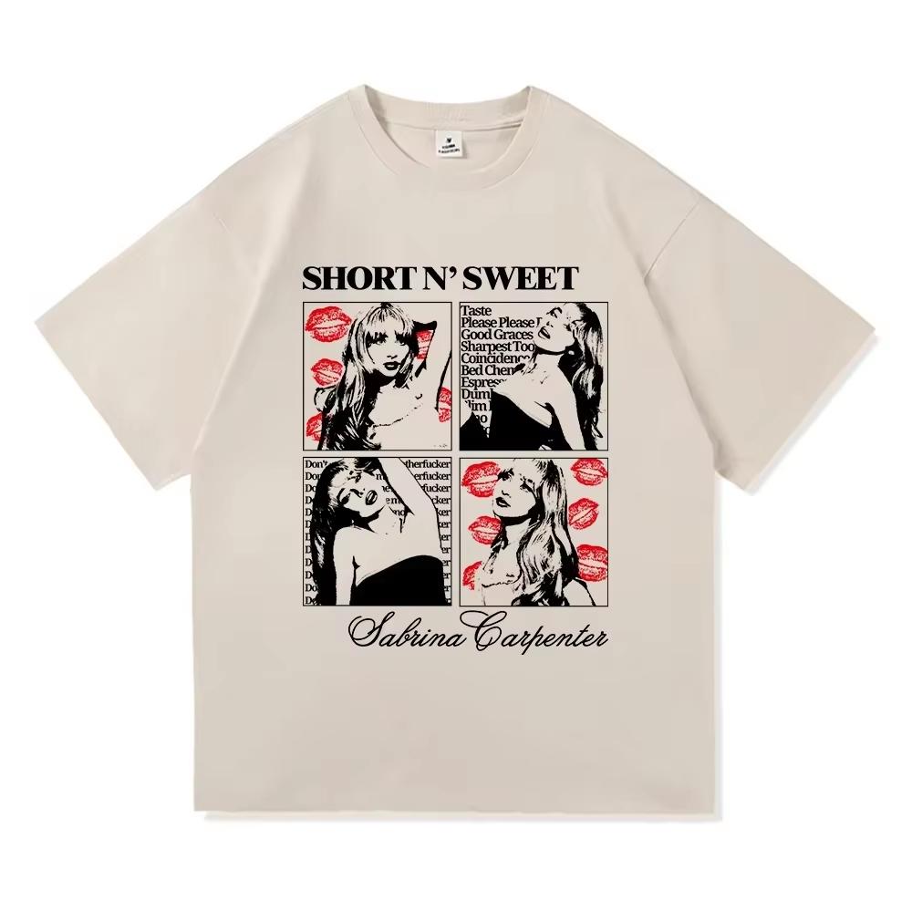 2026 SpringSummer New Sabrina Carpenter Short N Sweet Tour TShirt Fashion Vintage TShirt Womens High Quality Tees Shirts