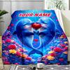 1PC Custom Name Love Between Dolphins Outdooor Flannel Blankets Throw Blanket All-Season Throw Gift Bedspread for Couch, Bed, Camping Holiday Birthda