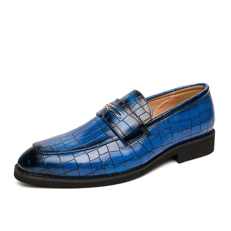 Shoes Men Leather Original Italian Classic Blue Penny Loafer Red Dress Shoes Man Male Wedding Formal Flats Shoes for Men