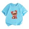Short Sleeve Child Cute Dog T-shirt Girls Boy White Pink Black Short Sleeve T-shirts Tops Summer Casual Party Supplies Tee