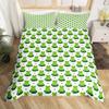 Frog Duvet Cover Set Cute Kawaii Cartoon Frog Pattern King Queen Size Polyester Comforter Cover With Pillowcase For Kids Girls