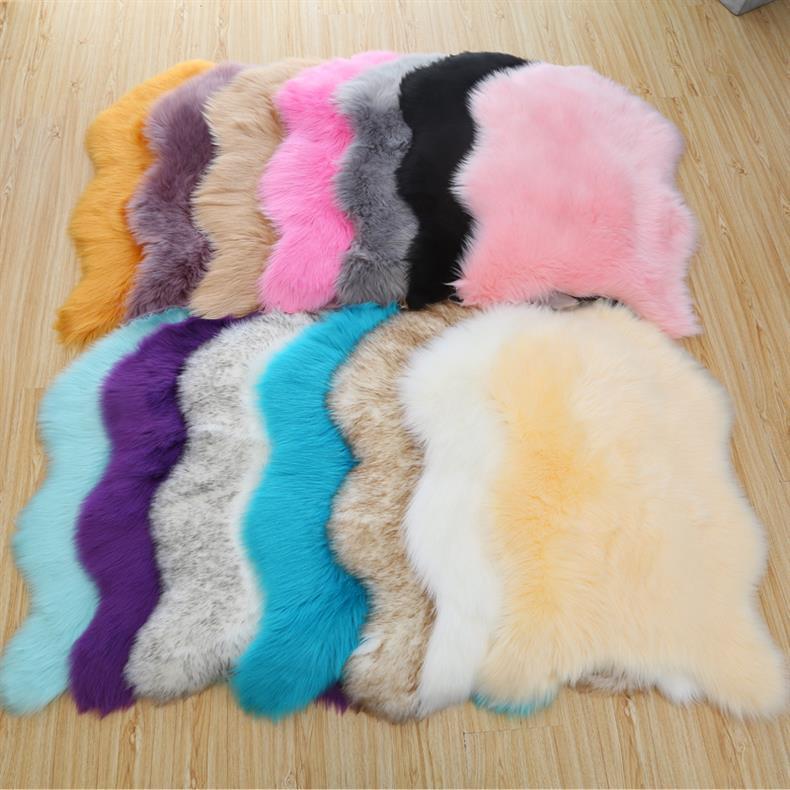 European Style Australian Imitation Wool Sheepskin Sofa Cushion Plush Rug for Living Room or Bedroom