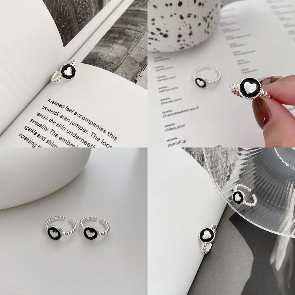 Stylish Korean Heart-shaped Adjustable Open Ring For Women Crafted From 925 Sterling Silver