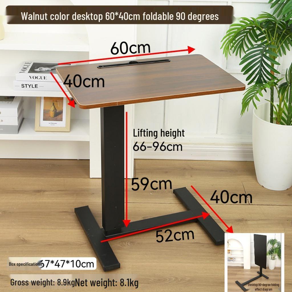 Adjustable Double-Sided Folding Bedside Table with Pneumatic Lift for Sofa or Office Use