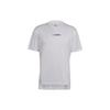 Men's Solid Color Logo Round Neck Pullover Short Sleeve White T-Shirt H53383