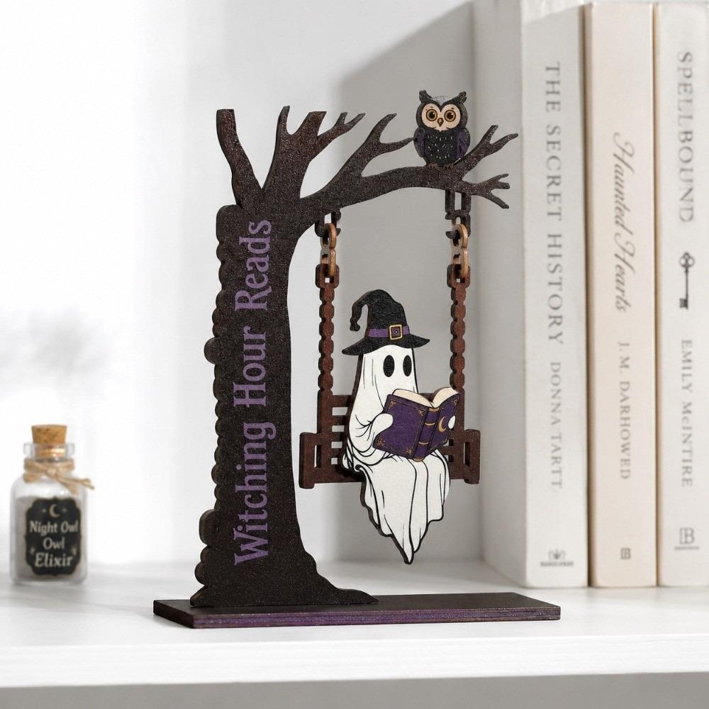 New Wooden Decorative Statue Swing Style Spirit Pumpkin Desktop Ornament Halloween Theme Display Figurines Gift Giving
