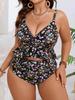 2026 European & American Plus Size Floral Print Tummy Control Slimming Swimsuit for Women