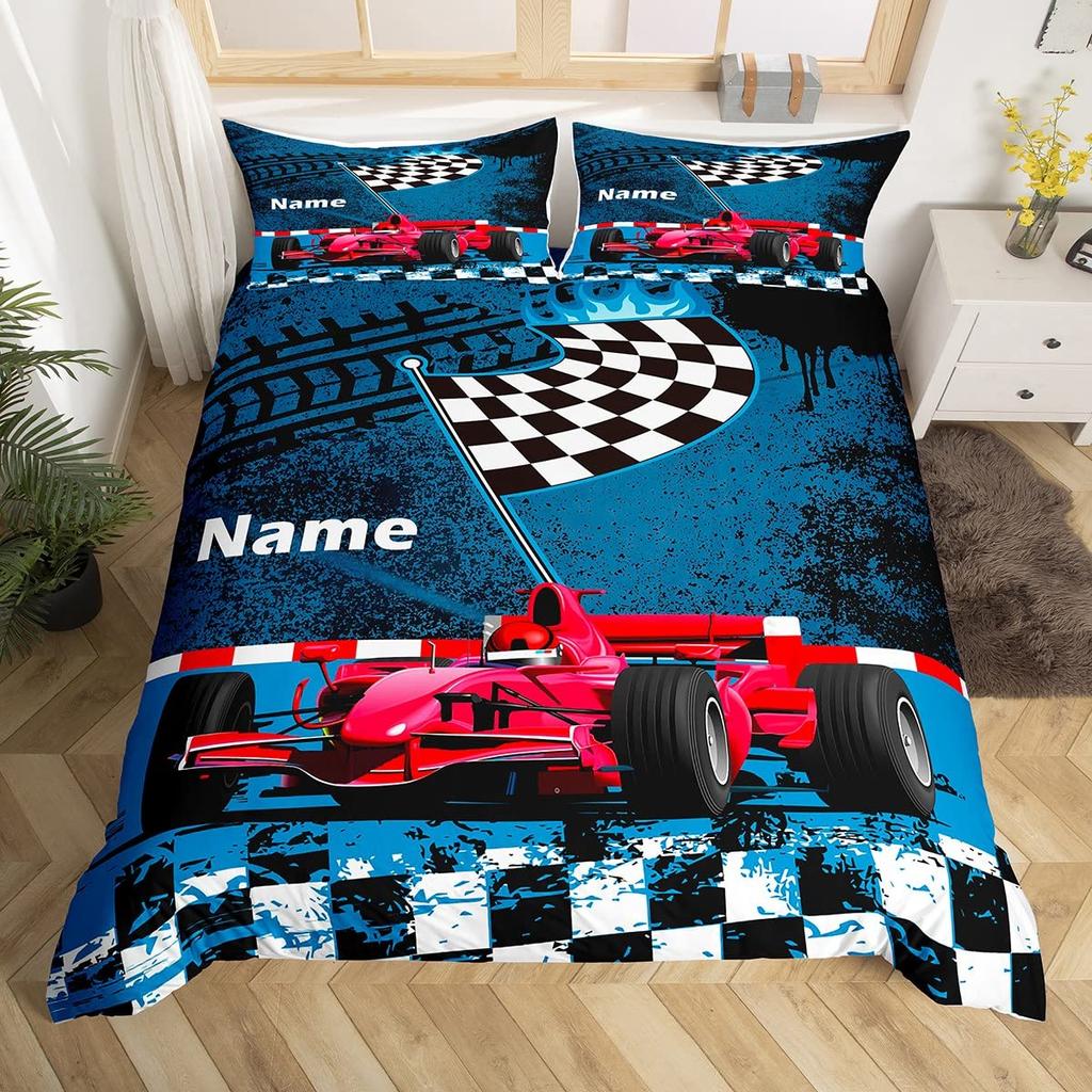Name Soccer Duvet Cover For Boys Teens Blue Flame Soccer Bedding Collection Personalized Sports Comforter Cover Bedroom Decor