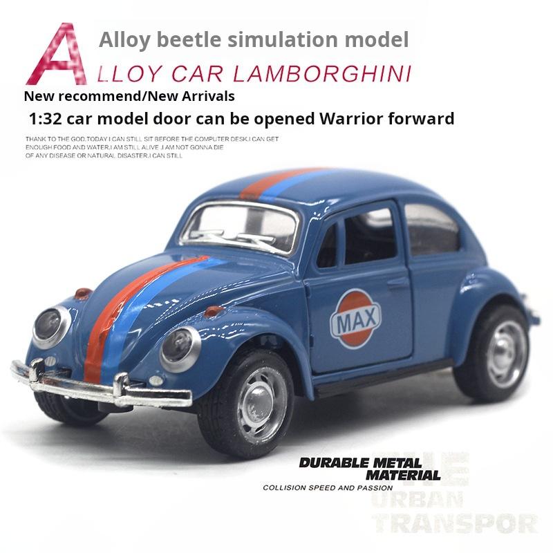 1: 32 Alloy Car Model Beetle Painted Racing Car Classical Car Model Rebound Door Opening Car Model For Children's Gifts