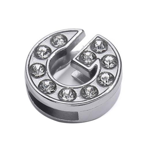 Rhinestone Letter Beads Alloy A To Z Charms Slide Letter Charms Small Spacer Beads for DIY Jewelry Making Keychain Cell Phone Chain Bracelet Craft