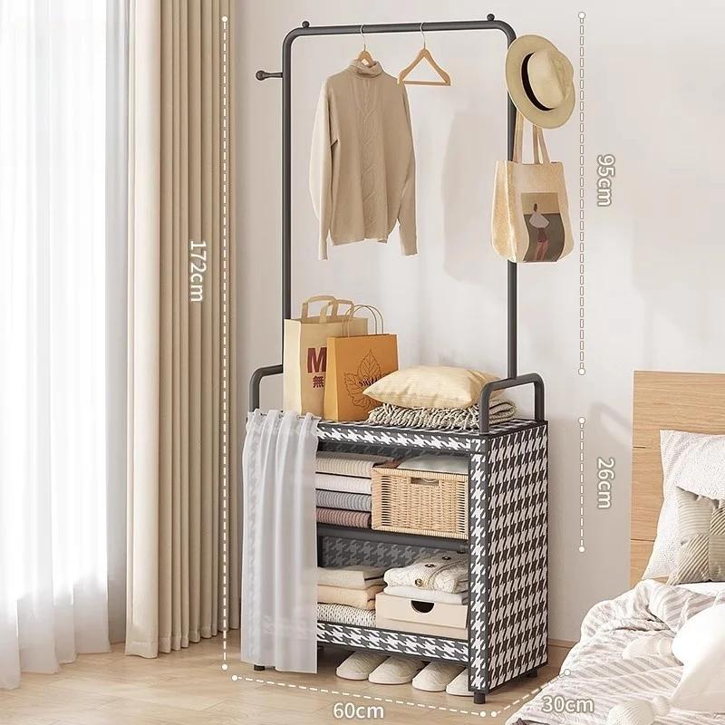 Indoor Thickened Clothes Hanger Rack Floor-standing Closet with Dust-proof for Home Small Apartment Clothing Storage Shelf
