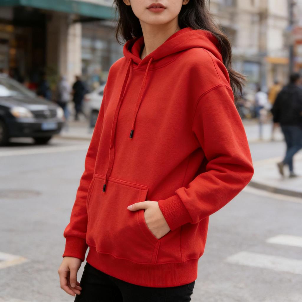 2025 autumn and winter new hooded sweater women's solid color college style loose casual velvet popular trendy brand Japanese and Korean style