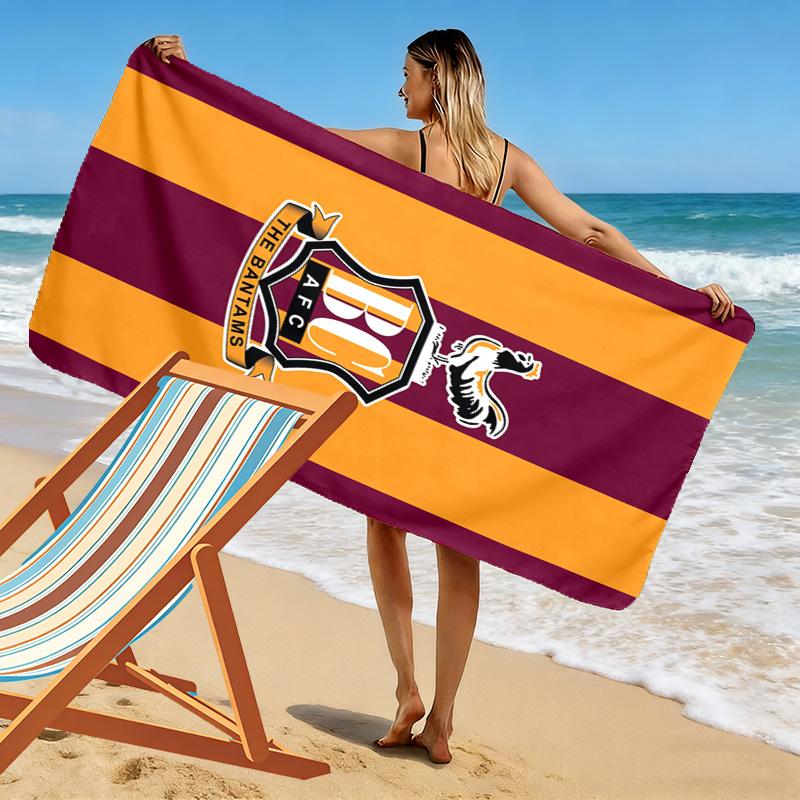 Bradford City AFC Print Beach Towel, Large Soft Quick Dry Towel for Beach Camping Swimming