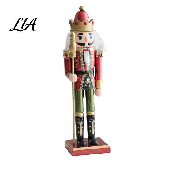Collectible Nutcracker Doll Wooden Soldier Figurine, Handcrafted Solid Wood Christmas Tabletop Ornament Fairy Tale Figurine for Holiday Desk