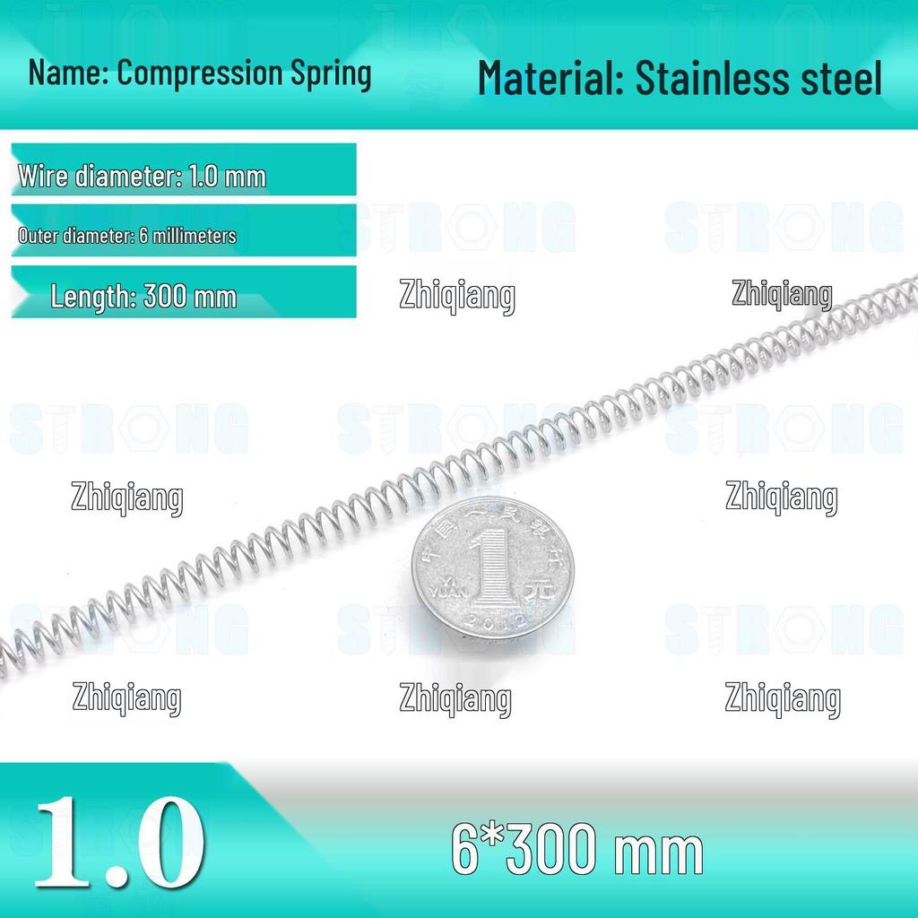 304 Stainless Steel Compression Spring – 300mm Long, High Elasticity, Shock Absorption, Customizable