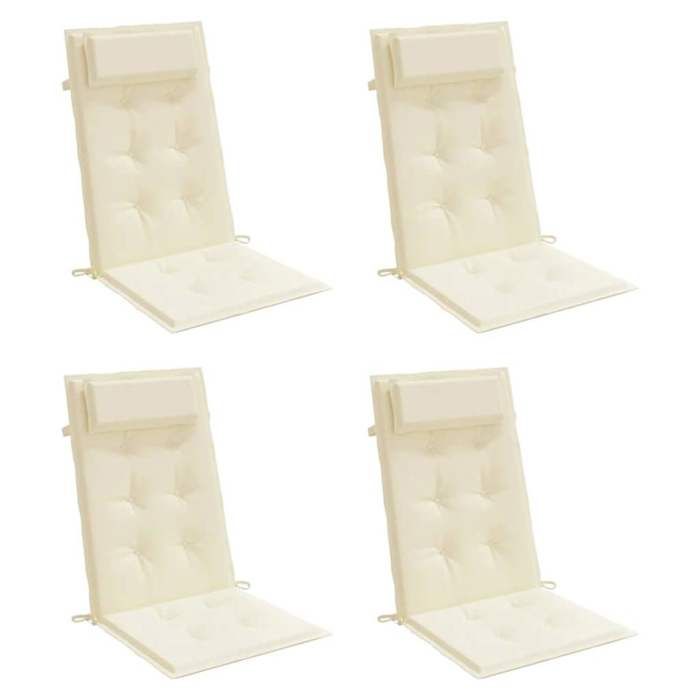 VidaXL Coussins de chaise à dossier haut lot de 4 crème tissu oxford, coussin, coussin de chaise, coussin de siège 361881