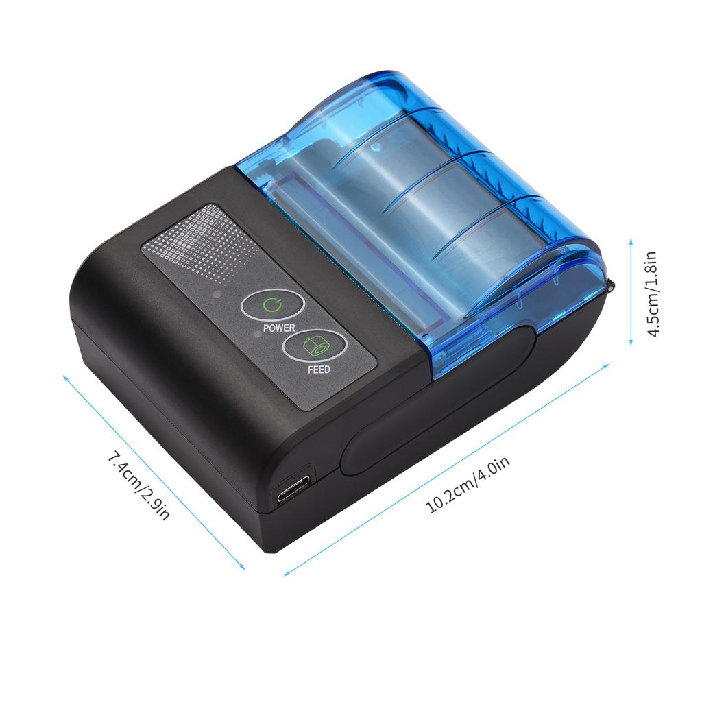 Bisofice Portable Mini Thermal Printer 2 Inch Wireless USB Receipt Bill Ticket Printer with 58mm Print Paper Compatible with IOS