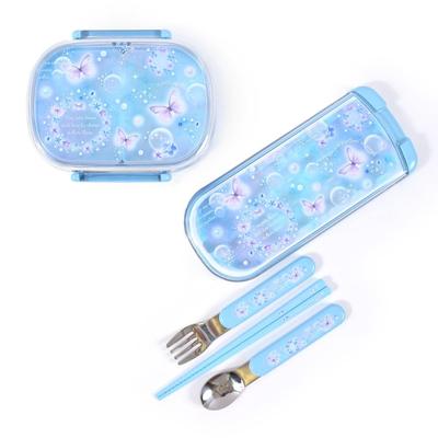 COLORFUL CANDY STYLE Lunch Box Cutlery Chopsticks Spoon Fork Lunch Goods Set Box Trio Moonlight Butterfly N5803680 Children's 2-piece (lunch Set)