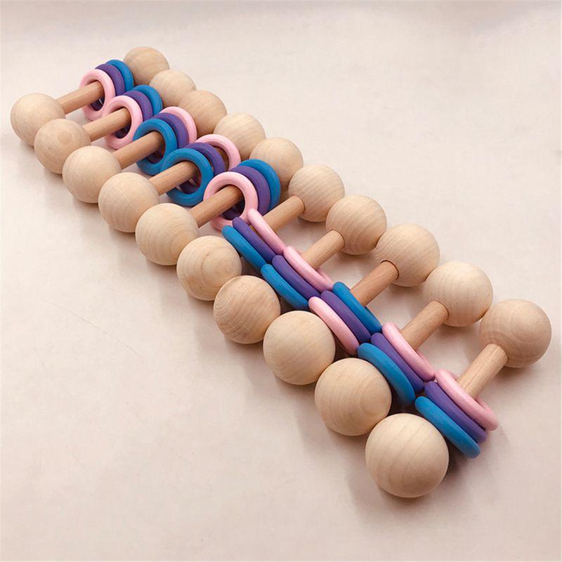 Organic Wood Montessori Styled Baby Rattle Perfect Grasping Teething Toy for Toddlers Paint