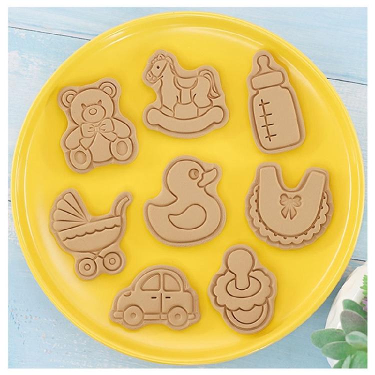 16PCS Babies Series Biscuit Moulds PP Material Push-type Frosting Cookie Molds