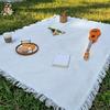 INS Outdoor Machine Washable Bohemian White Vintage Rug Camping Solid Color Picnic Sofa Blanket