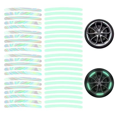 Car Wheel Decoration Reflective Sticker 40pc Rim Sticker Waterproof Flexible Night Reflective Safety Decoration