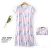 Plus size Estate Donna Camicia da notte Manica corta Simpatico cartone animato pigiameria dolce O Collo Camicie da notte Pigiama Pigiama da donna in cotone