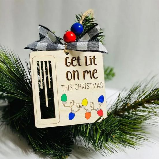 Handmade Wooden Money Holder Christmas Tree Reindeer Money Clip Wallet Ornament with Blessing Placing Money Dispenser for Christmas Tree Home