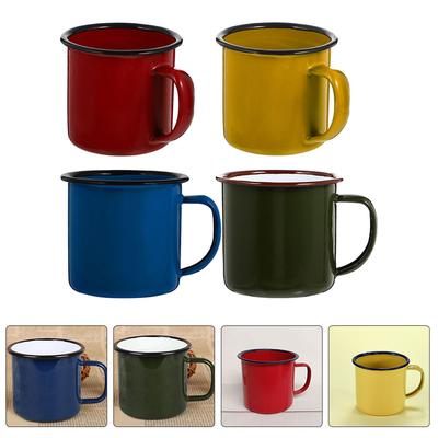 4 Stück farbige Emaille-Becher, Wasserbecher, Espressogläser, tragbare Kaffeeparty, Keramiktassen, Zubehör, verdicktes Retro-Zubehör