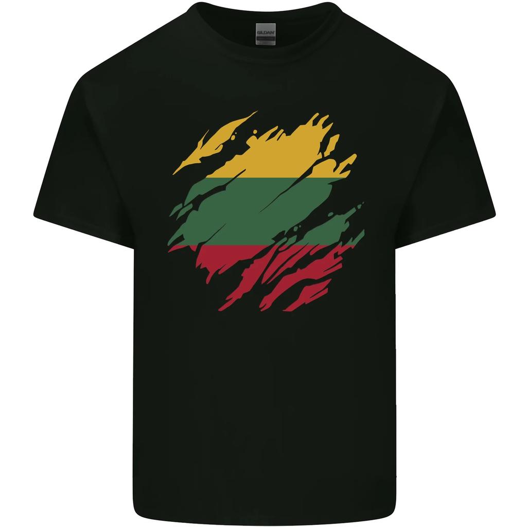 Torn Lithuania Flag Lithuania Day Football Kids T-Shirt Childrens