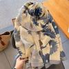 Korean Style Floral Cotton Linen Scarf, Versatile Long Thin Shawl for Women