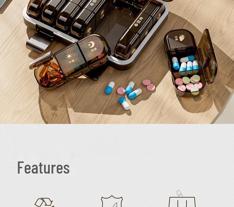 Compact 7-Day Japanese Pill Organizer with Three-Daily Dose Reminder