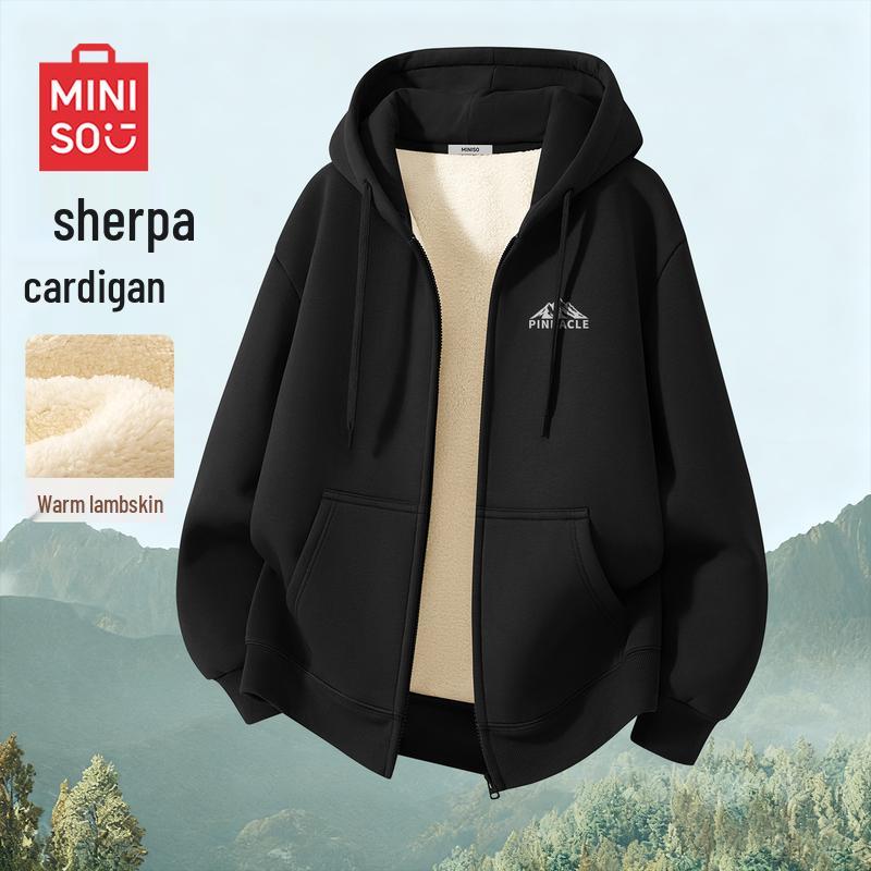 MINISO Thick Sherpa Fleece Couple s Hooded Zip-Up Sweatshirt XL