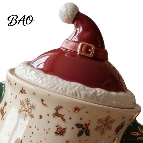 Festive Desktop Ornament Christmas Themed Storage Jar with Airtight Lid, Decorative Gingerbread Man Kitchen Countertop Decoration Cookie Canister,